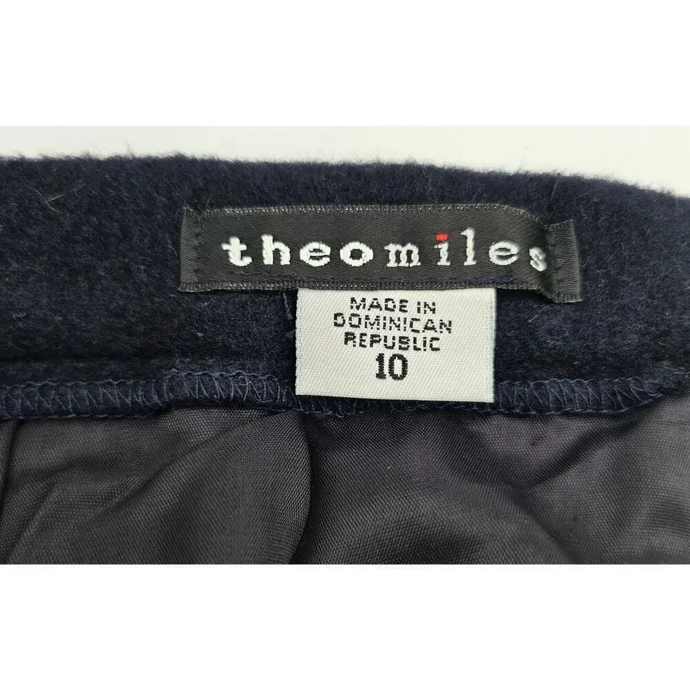 Vintage Theo Miles Women's 10 Navy Blue Wool and Cashmere Fringe Short Skirt